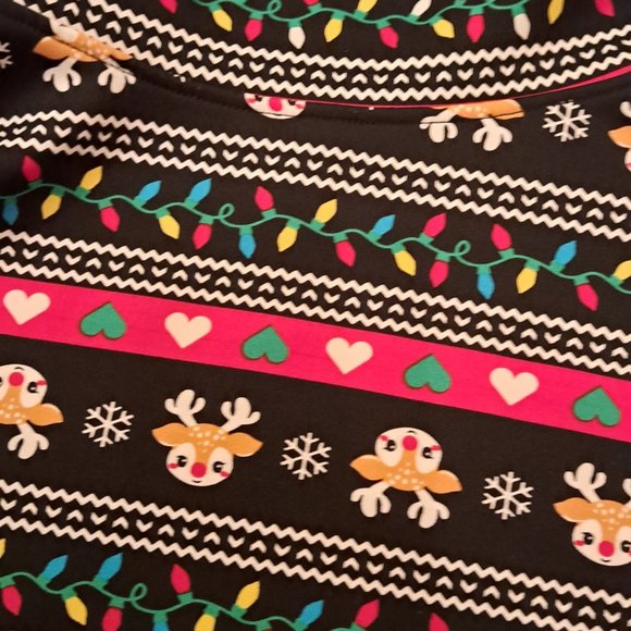 Happy Holidays jumper dress reindeer black red NWOT girl size 5 new - Picture 3 of 4